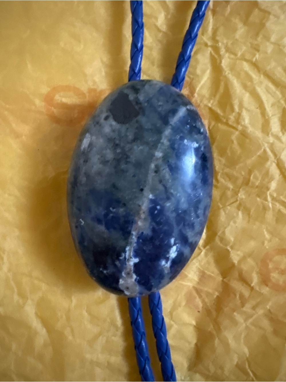 Blue Sodalite Oval Pendant Bolo Tie